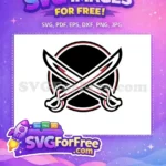 Free Crossed Pirate Swords Free Red and White Sport Free SVG - Instant Download