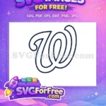 Free Navy Outline Free Nationals W Sport Logos Free SVG - Instant Download