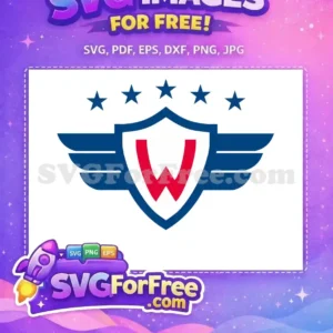 Free Blue Shield Free Wings Red W Symbol Free SVG