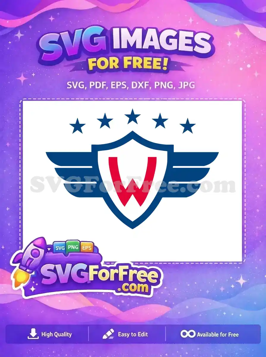 Free Blue Shield Free Wings Red W Symbol Free SVG