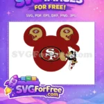 Free San Francisco 49ers Mickey Head Free Cheerleader Minnie NFL Football Free SVG - Instant Download