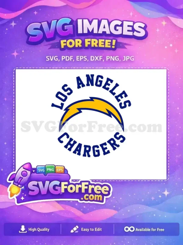 Free Yellow Lightning Free Blue Outline Los Angeles Chargers Free SVG