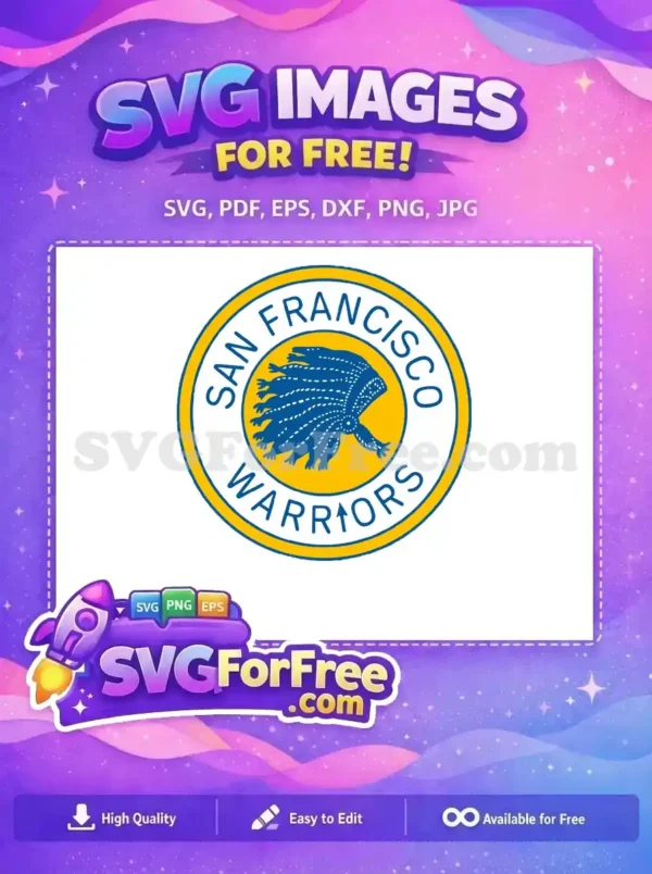Free Blue Headdress Free Gold Circle Warriors Logo Free SVG