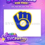 Free Blue Baseball Glove Free Yellow Outline Sport Logos Free SVG - Instant Download