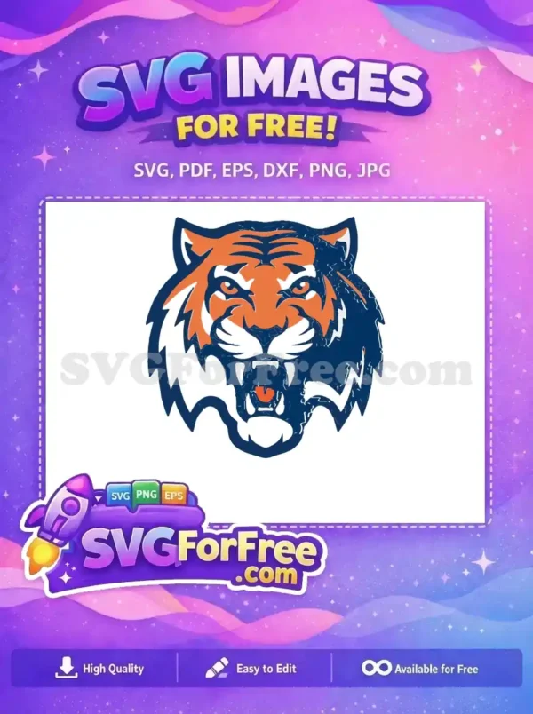 Free Orange Fierce Tiger Free Roaring Face Sport Free SVG