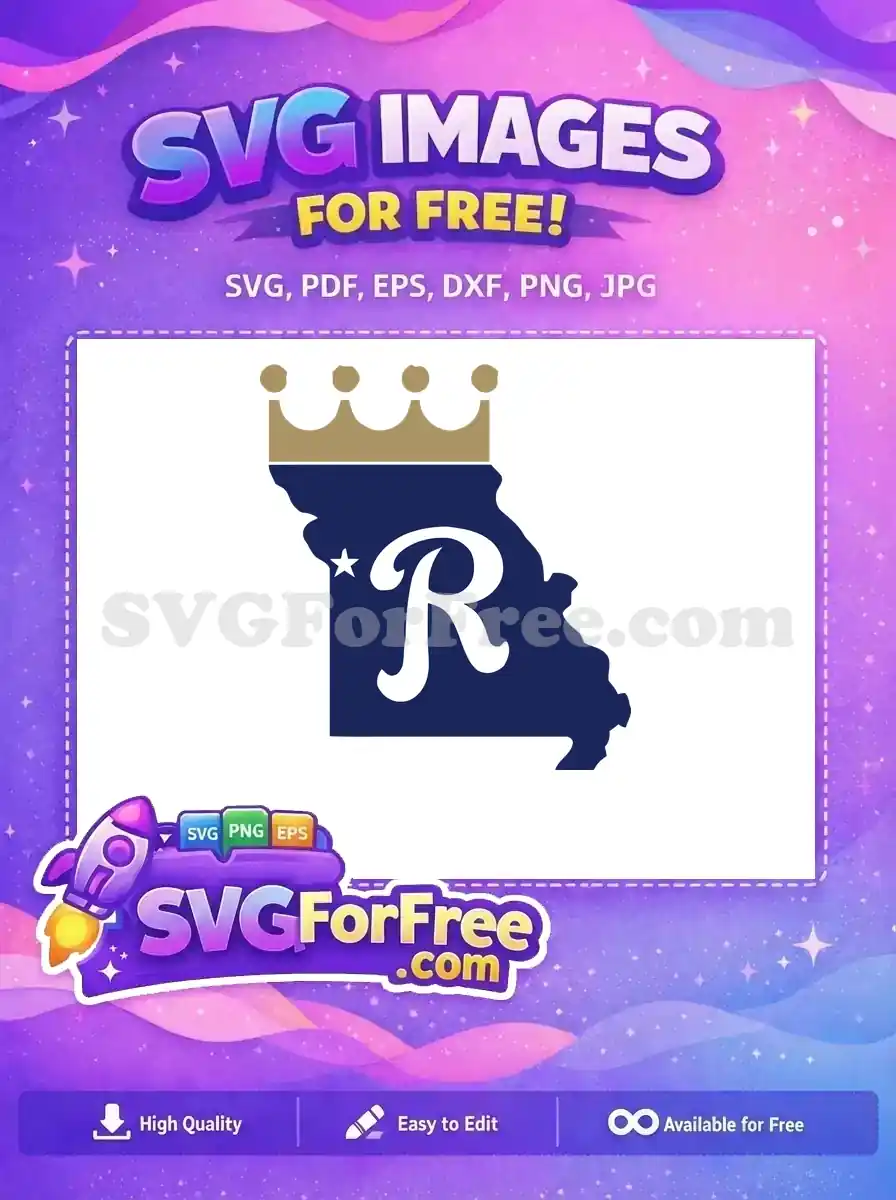 Free Kansas City Royals Missouri Free State Outline Gold Crown Free SVG