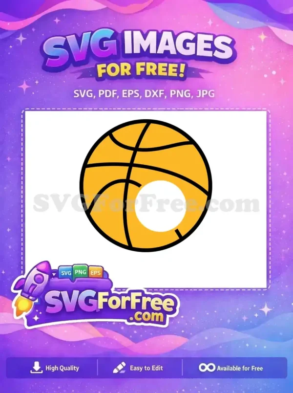 Free Yellow Basketball Free Black Lines Sports Free SVG