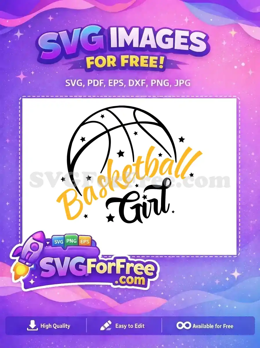 Free Yellow Basketball Free Girl Stars Sports Free SVG