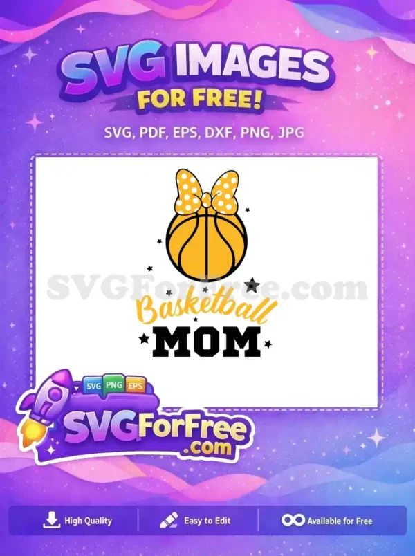Free Polka Dot Bow Free Basketball Mom Design Free SVG 1