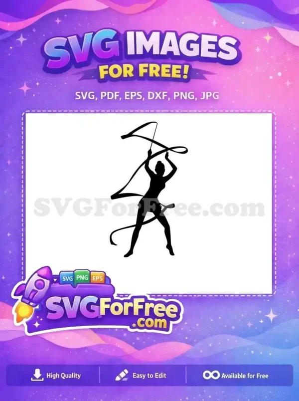 Free Rhythmic Ribbon Gymnast Free Silhouette Sports Free SVG