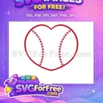 Free Red Heart Shape Free Baseball Stitches Love Baseball Sports Free SVG - Instant Download