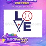 Free Baseball Heart Free Crossed Bats Sports Free SVG - Instant Download