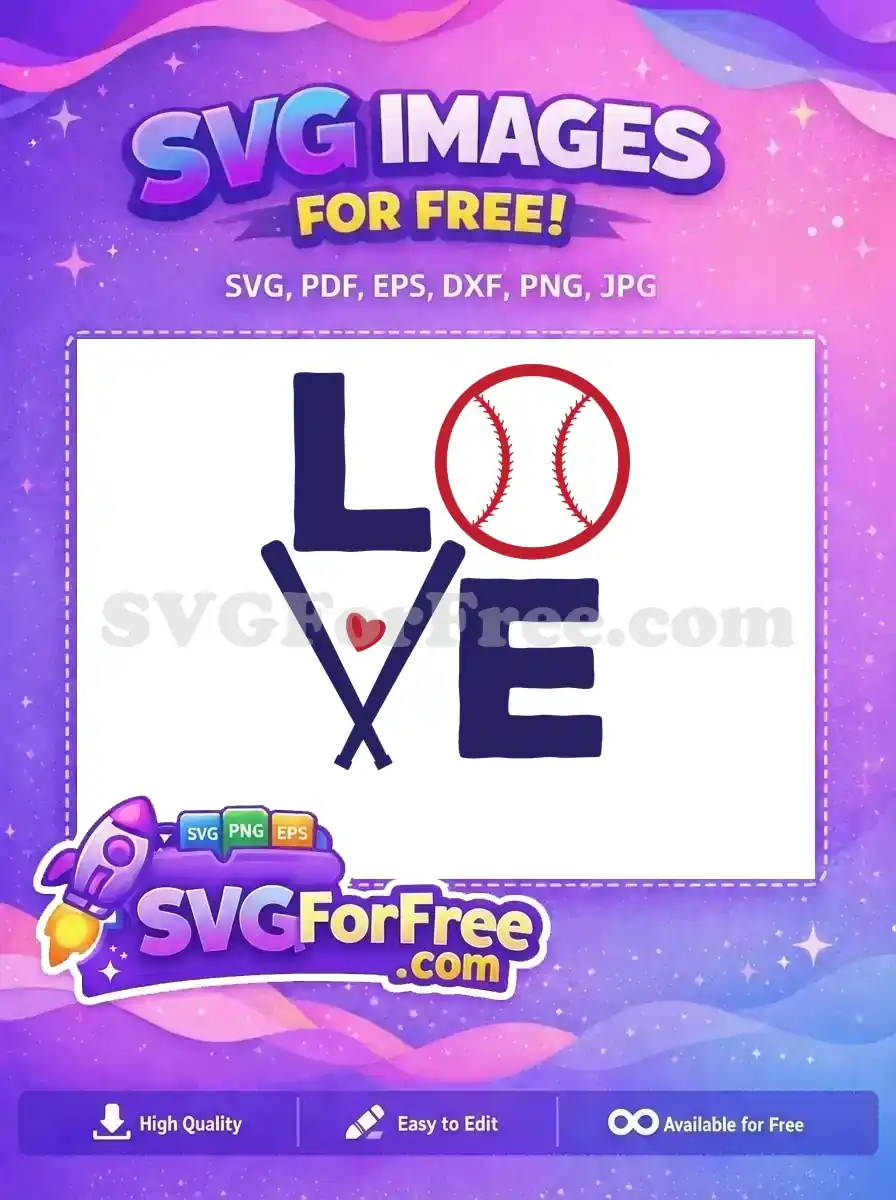 Free Baseball Heart Free Crossed Bats Sports Free SVG
