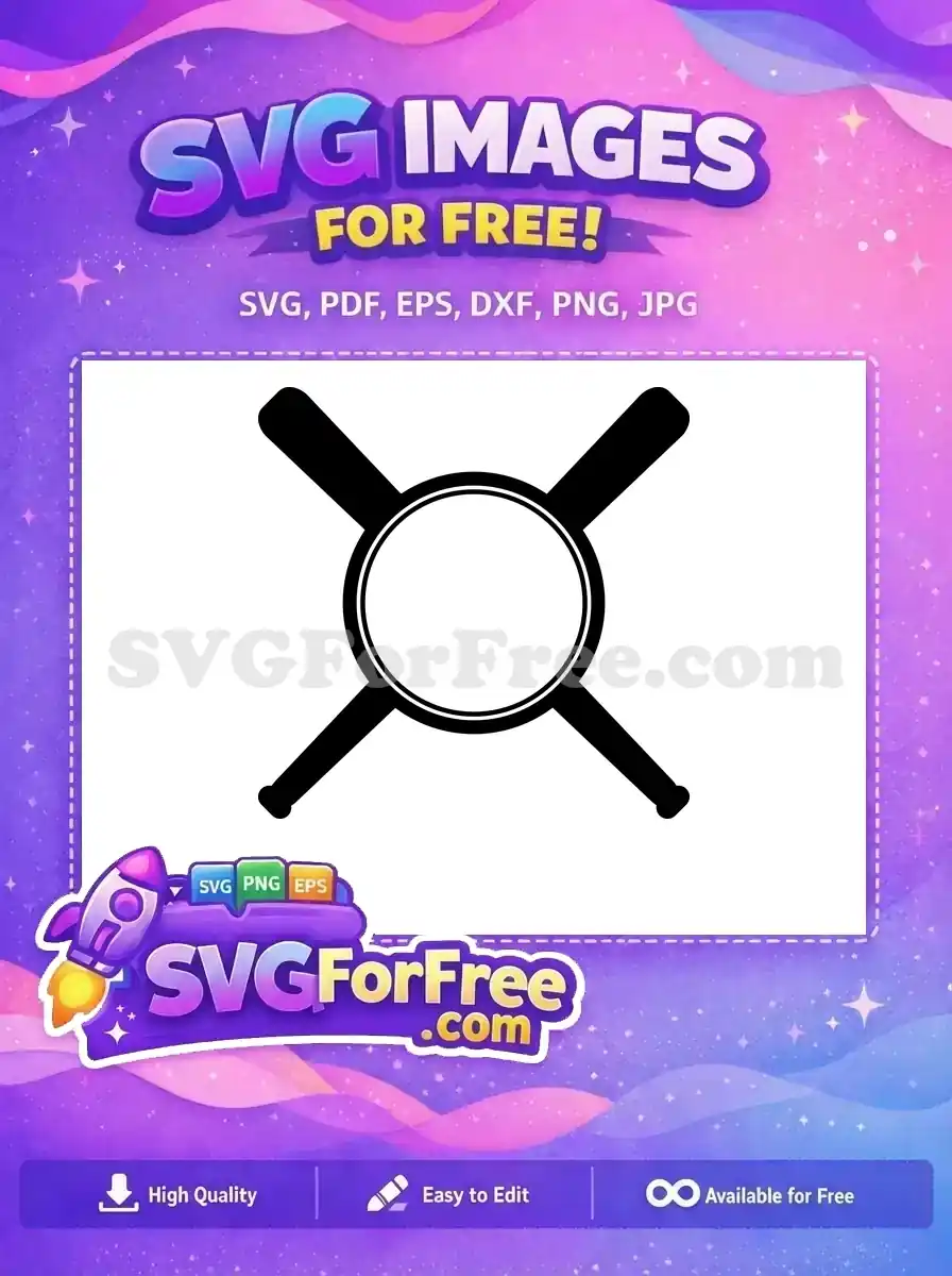 Free Crossed Bats Free Circle Emblem Sports Free SVG