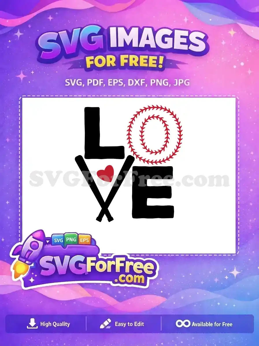 Free Baseball Stitch Free Heart Valentines Day Love Free SVG