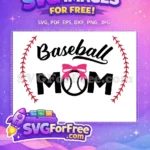 Free Baseball Mom Pink Bow Free Sports Design Free SVG - Instant Download
