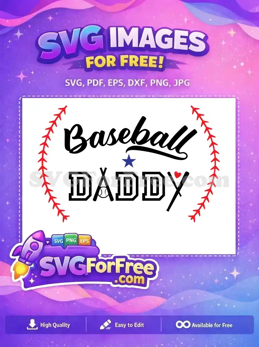 Free Baseball Stitching Free Baseball Daddy Design Free SVG