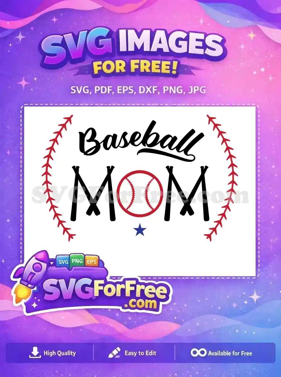 Free Baseball Mom Free Red Stitches Lettering Design Free SVG