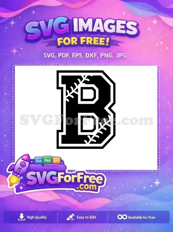 Free Letter B Free Baseball Stitch Sports Free SVG