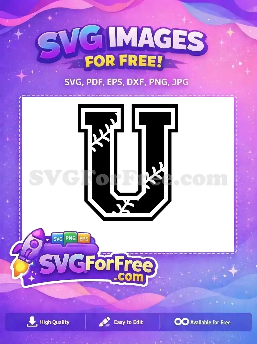 Free Baseball Stitching Free Varsity Letter U Sports Free SVG