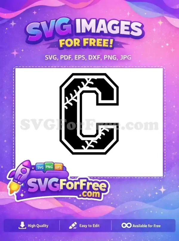 Free Baseball Stitching Free Letter C Sports Free SVG