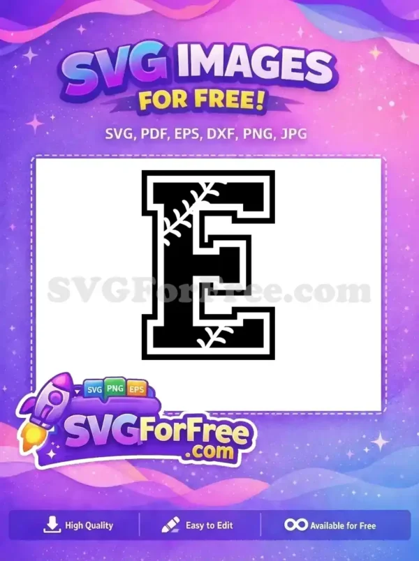 Free Baseball Stitches Letter E Free Sports Alphabet Free SVG