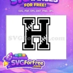Free White Baseball Stitch Free Letter H Sports Free SVG - Instant Download