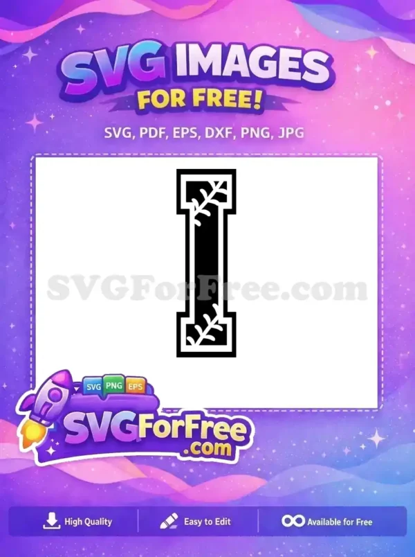 Free White Floral Letter I Free Monogram Initial Free SVG Free White Floral Letter I Free Monogram Initial Free SVG