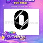 Free Black White Baseball Free Sports Number 0 Free SVG - Instant Download