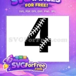 Free Number Four Free Baseball Stitching Sports Free SVG - Instant Download