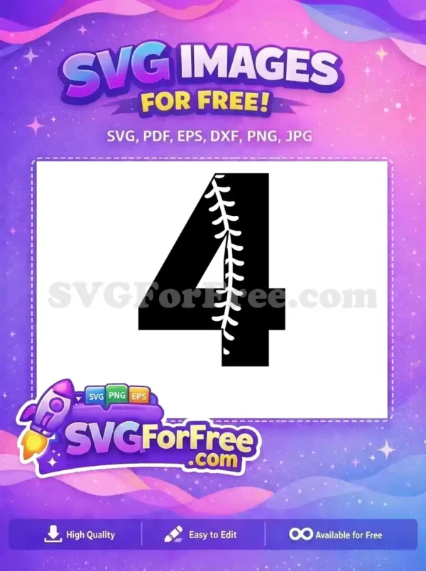 Free Number Four Free Baseball Stitch Sports Free SVG