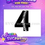 Free Number Four Free Baseball Seam Sports Free SVG - Instant Download