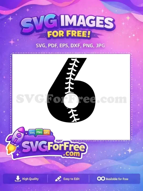 Free Number Six Free Baseball Style Font Free SVG