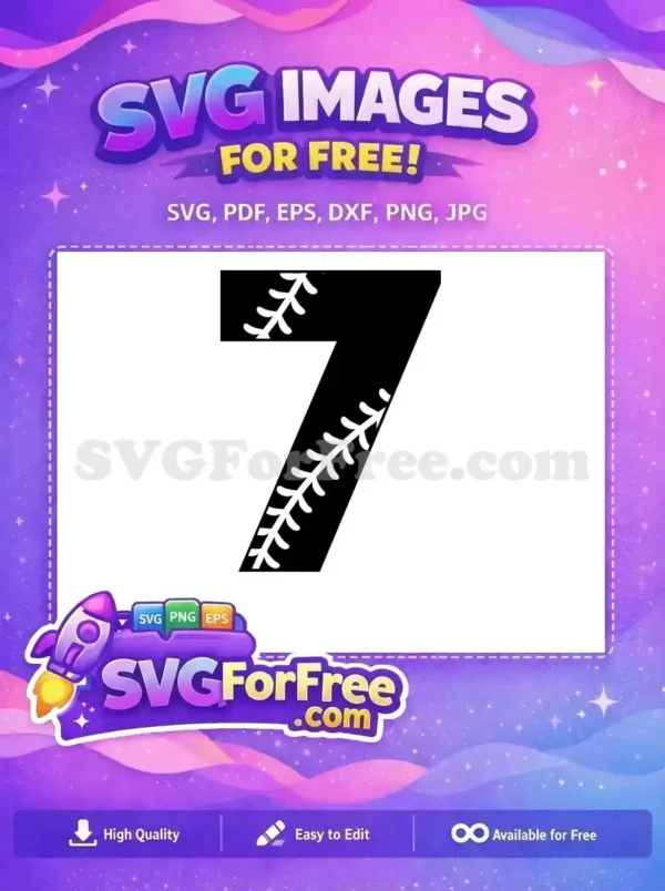 Free Number Seven Free Baseball Stitch Sports Free SVG
