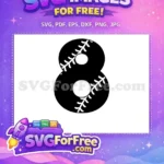 Free Number Eight Free Baseball Black Free SVG - Instant Download