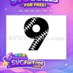 Free Number Nine Free Baseball Sports American Football Free SVG - Instant Download