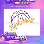 Free Purple Lines Free Orange Text Basketball Free SVG - Instant Download