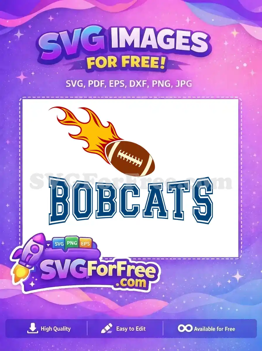 Free Flaming Football Free Bobcats Team Sports Free SVG
