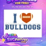 Free Blue Bulldogs Free Football Heart Sports Free SVG - Instant Download