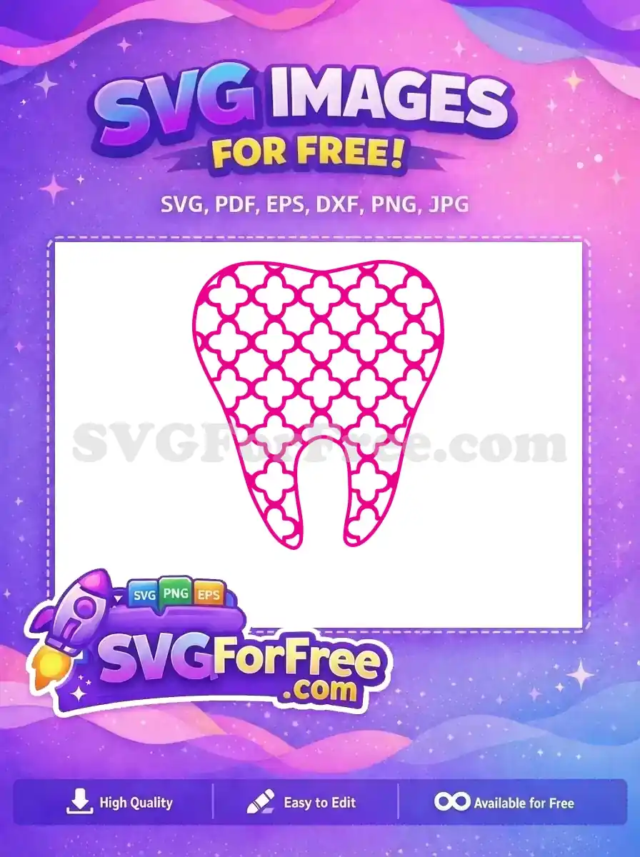 Free Hot Pink Quatrefoil Free Dental Clinic Free SVG