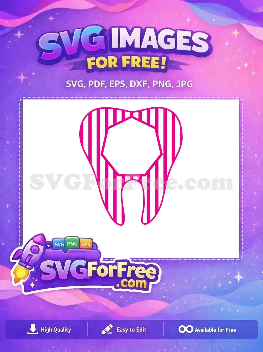 Free Hot Pink Striped Tooth Free Sports Logo Decoration Free SVG
