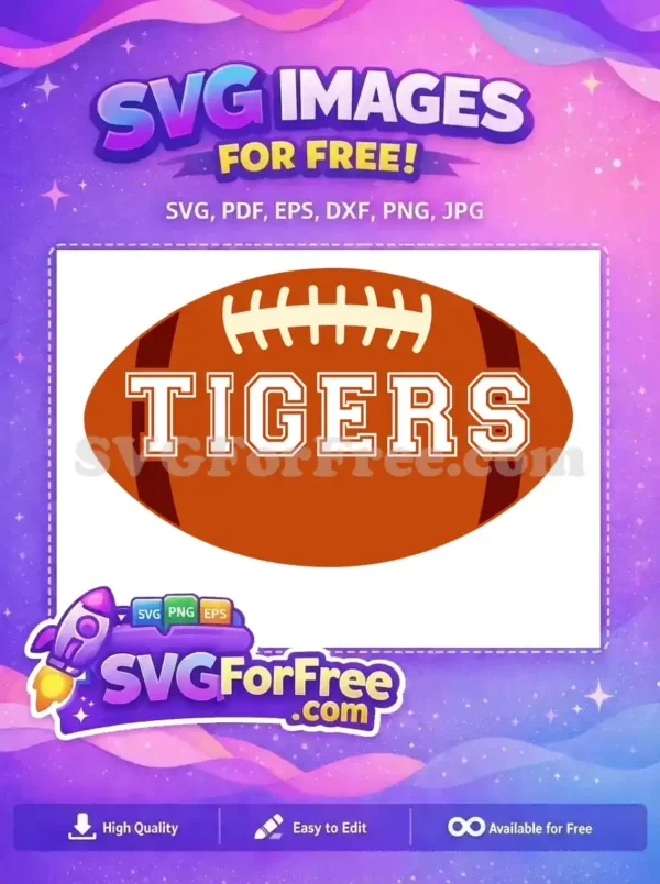 Free Brown Football Free Tigers Text Sports Free SVG