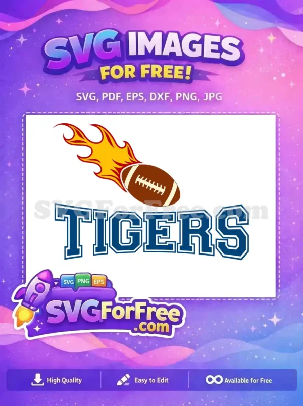 Free Flaming Football Free Tigers Blue Sports Free SVG Free Flaming Football Free Tigers Blue Sports Free SVG
