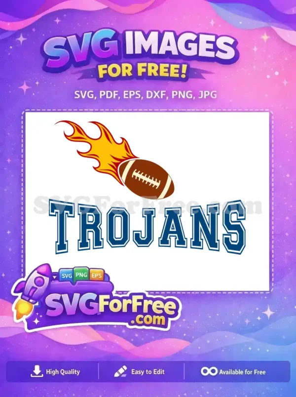 Free Flaming Trojans Free Football Sports Logo Free SVG