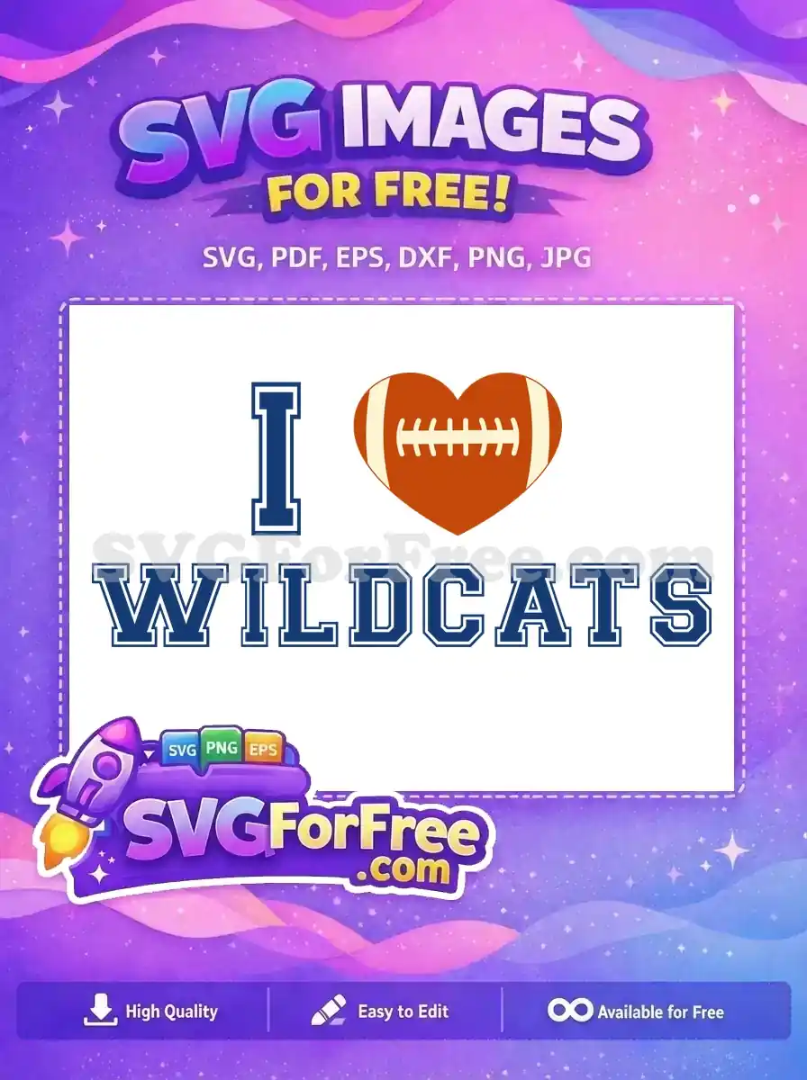 Free Wildcats Love Free Football Heart Sports Free SVG