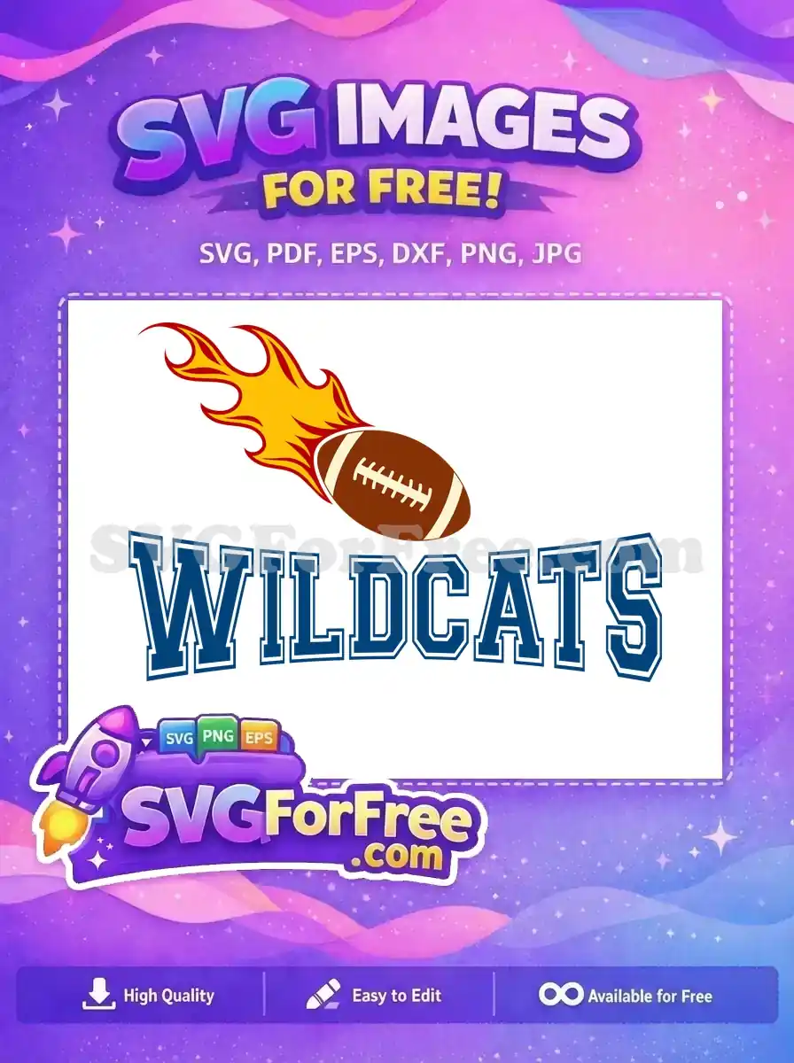 Free Flaming Football Free Wildcats Logo Sports Free SVG