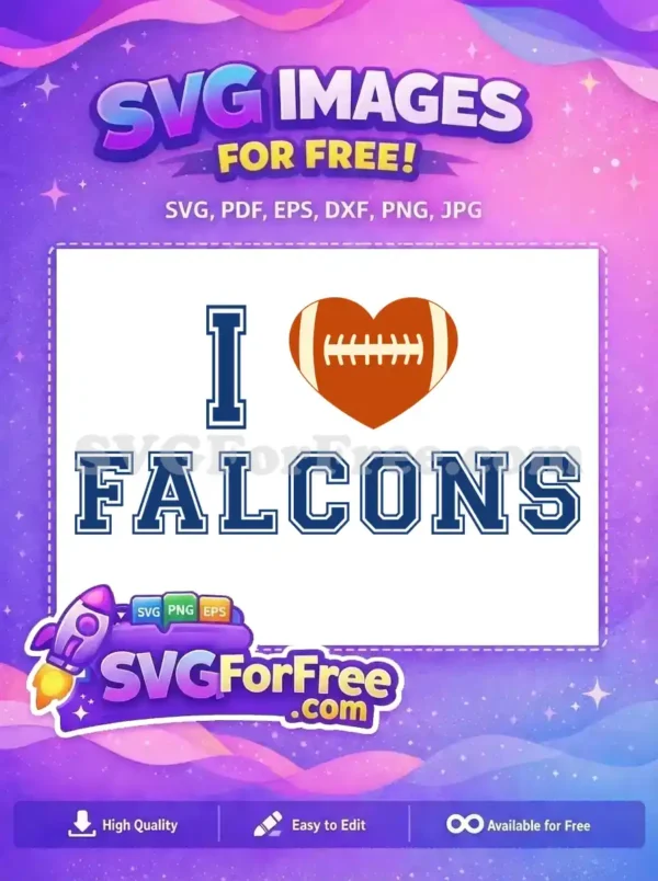 Free Football Heart Free Falcons Blue Sports Free SVG