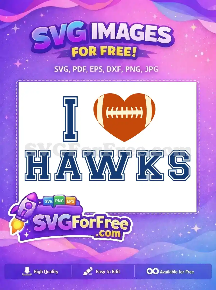Free Blue Hawks Text Free Football Heart Sports Free SVG