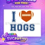 Free I Heart Free Football Hogs Sports Free SVG - Instant Download