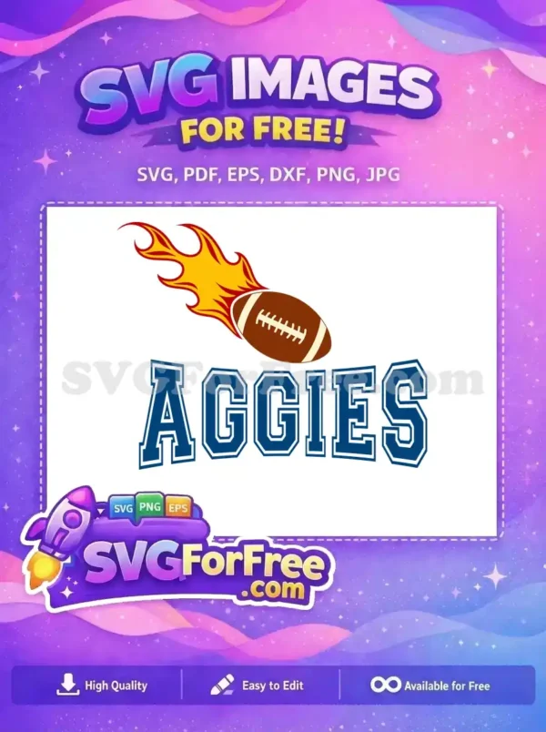 Free Flaming Football Free Aggies Blue Team Free SVG